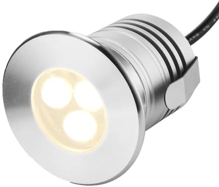 JOUFNING 3W Foco De Piscina - Lámpara LED De Iluminación Subacuática, Luces LED Del Anillo De La Fuente De 12V-24V DC, Luces Sumergibles De Acero Inoxidable Impermeables IP68(Warm light 3000k,24V)