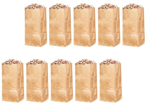 Kaeltsyn Bolsas de papel reciclables de gran tamaño para residuos de jardín, multiusos, 10 bolsas de basura de papel fuerte