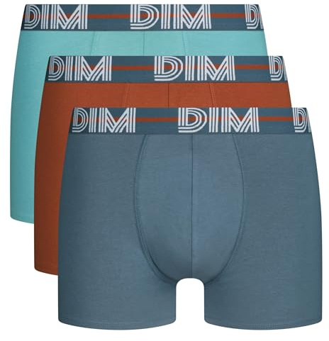 DIM Homme – Boxers Style Powerful Coton Stretch x3 | Ceinture Graphique Colorée | Confort Optimal | Coton Doux Extensible