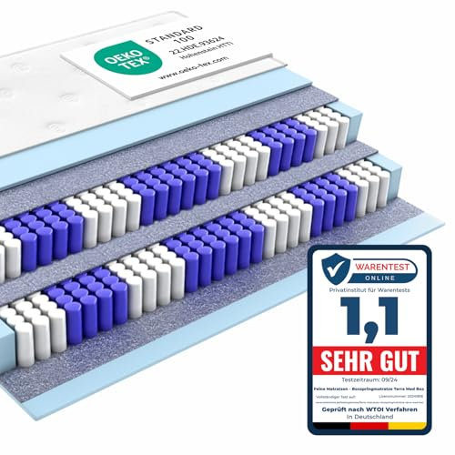 Matratzen Perfekt Boxspringmatratze Terra Med Box², 160 x 200 cm – orthopädische Federkernmatratze mit Doppelfederkern, ideal für Boxspringbetten, Härtegrad H5, Höhe 33 cm