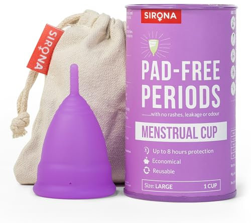 Sirona Reusable Menstrual Cup | Reusable Period Cup | Tampon and Pad Alternative | Heavy Flow (Large)