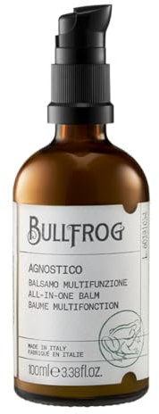Bullfrog - Agnostico Balsamo Barba Multifunzione, Ideale per Nutrire e Idratare la Barba, Protegge dalle Irritazioni, Fragranza con Note di Anice, Cuoio, Tabacco e Bay Rum, Made in Italy, 100 ml