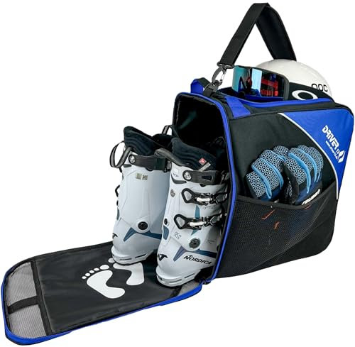 Driver13 Skistiefeltasche mit Hekmfach Bootbag für Deine Stiefel oder Snowboardboots (schwarz-blau)
