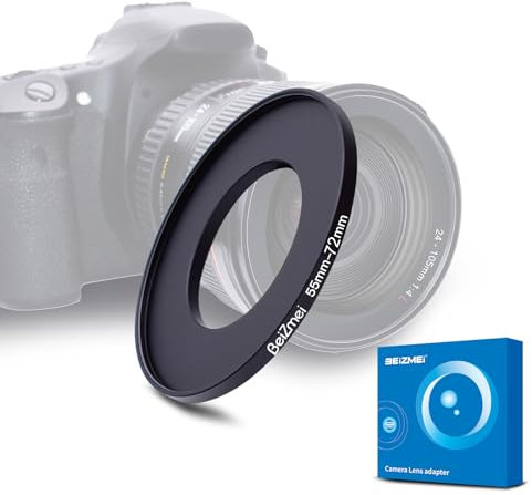 55mm a 72mm Filtro Adaptador,Compatible con Todas 55mm Objetivo a 72mm UV,ND,CPL,Filtro.55mm Lens to 72mm cámara Filtro (55-72mm)