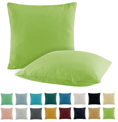 SHC by BaSaTex 2er Pack Jersey Kissenbezüge Kissenhüllen | Kopfkissenbezug aus 100% Baumwolle | 50x50 cm Dekokissen Bezug | Farbe Apfel Grün