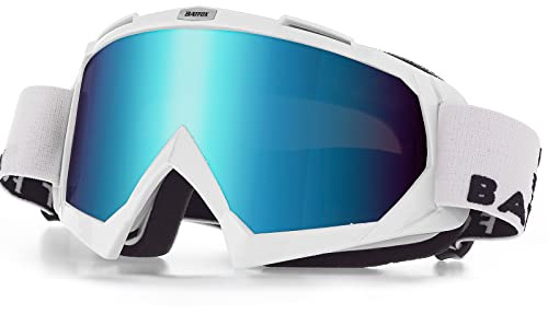 KINGBIKE Occhiali da motocross, da motocross, da dirt bike, ATV, da cross, di sicurezza ATV, per uomo, donna, gioventù, occhiali UV400 (Bianco Azzurro)