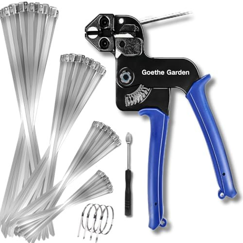 Goethe Garden Metallkabelbinder,Kabelbinder Edelstahl mit Zange, 150pcs Kabelbinder Edelstahl Set,Edelstahl Kabelbinder 7,9 * 300/250/200/150mm