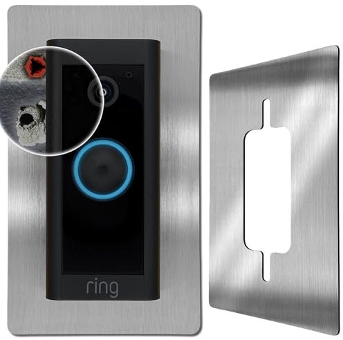 Baron Design | Embellecedor de acero inoxidable | Accesorios para anillo de vídeo timbre cable/Video Doorbell Wired | Soporte, señal, fijación, placa de pared para timbre inalámbrico