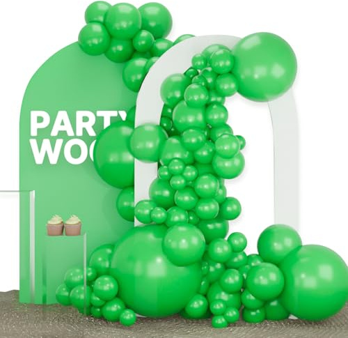 PartyWoo Green Balloons 100 pcs Different Sizes of 36 18 12 10 5 Inch Green Balloon Arch Kit Garland for Birthday Baby Shower Graduation Dinosaur Jungle Golf Football Theme Party Decorations Green-Y24
