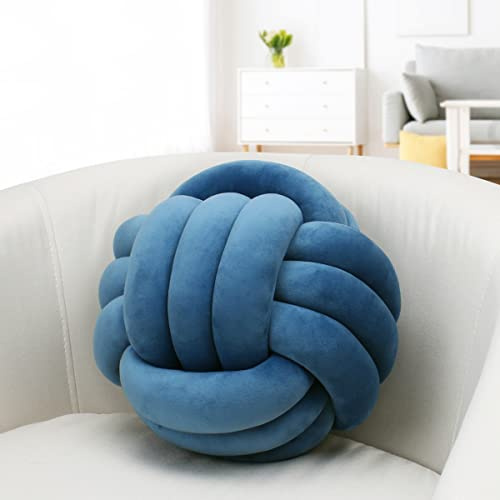 IIQI Cuscino a Nodo, fatto a mano Cuscino Divano per la decorazione domestica (Steelblue 9,22-cm)