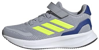 adidas Unisex Kids RUNFALCON 5 Shoes Kids, Halo Silver/Lucid Lemon/Team Royal Blue, 10 UK Child