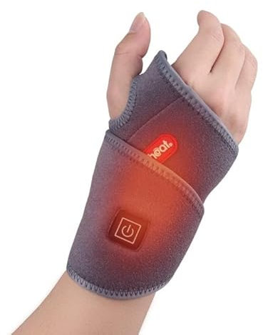 comfheat USB Heated Wrist Wrap for Arthritis & Tendonitis Relief, Wrist Heating Pad Wrap Heat Therapy for Carpal Tunnel Relief, Sprains, Swelling, Hand Pain - Left Right Hand Grey, Auto Shut-off