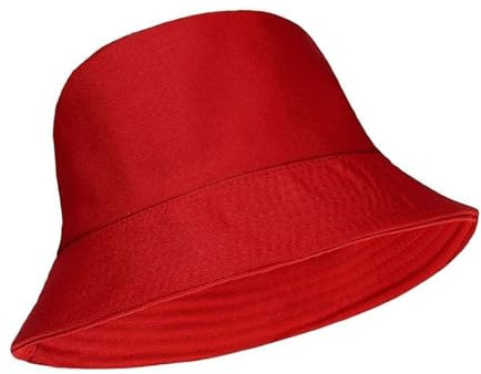 TT ThreadTrade Plain Cotton Bucket Hats, Protection, Outdoor, Casual, Holiday, Festivals, Plain Colours, Lightweight, Reversible, One Size Fit for All, Cotton, (UK, Alpha, One Size, Red)