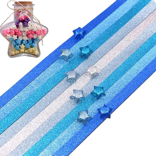Stjärnformade glitterpappersremsor: Säkert stjärnpapper, pappersremsor med glitter i form av en lycklig stjärna | Glödande stjärnpapper i mörkret, 5520 ark,