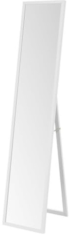 LOLAhome Espejo de pie de Cuerpo Entero con Marco de Madera Blanco de 153x33 cm. Soporte Plegable. Ideal para Vestidor, Dormitorio y Entrada. Diseño Moderno y Estable.