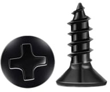 Phillips Screws for Wood,Small Wood Screws, Carbon Steel Black Flat Head Screws, Suitable for Furniture, Woodworking, DIY Model Fixing, M3 x 10mm (200 pcs)