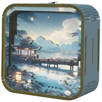 Naqqios Veilleuse puzzle en bois 3D - Kit d'artisanat pour lampe de bureau LED, lampe créative pour femmes et enfants, décoration de la maison