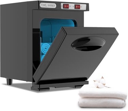 Calentador de Toallas, 5L Armario de Toallas Calientes, Esterilizador UV, 75℃ Caja de Desinfección Profesional, Ideal para Salones de Masajes, Spa, Gimnasio, Peluquería, Belleza (Negro)