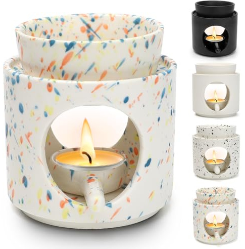 Umllpet Doftlampa, atmosfär av keramik med värmeljushållare, värmare för eteriska oljor, doftolja och doftvax, doftolja och doftvax, diffusor för aromaterapi och dekoration (färgglad)