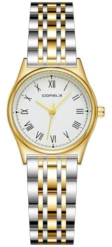 CIVO Reloj Mujer Pequeño Esfera: Plateado Dorado Acero Inoxidable - Vintage Relojes de Pulsera Analogico de Cuarzo Números Romanos Clásicos