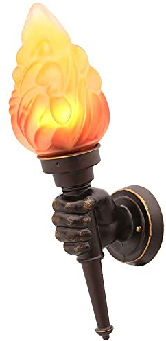 Antorcha de pared LED con efecto llama para exteriores, aplique de exterior de estilo retro clásico europeo, luz decorativa impermeable de aluminio fundido a presión de bronce antiguo para porche, jar