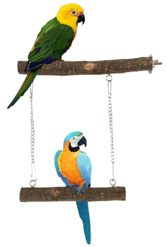 DOKRIN Balançoires pour cages à oiseaux 1 balançoire en bois pour oiseaux, jouet pour oiseaux, balançoire pour perroquet, ouet suspendu pour cage à oiseaux, perroquet