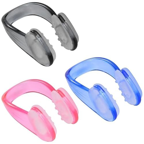 Vmoomax Juego de 3 pinzas nasales flotantes para niños y adultos, de silicona impermeables, con caja de almacenamiento, ergonómicas, flexibles y cómodas para natación, entrenamiento y ocio