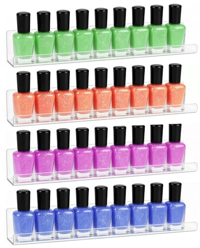 Aovanta Espositore per smalto per unghie, 4 pezzi, in acrilico, espositore da parete, per flaconi di cosmetici, profumi, rossetti (larghezza 4,5 cm)