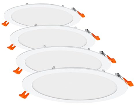 OSRAM Downlight Slim 225mm, luz LED empotrable, 22W, blanco neutro 4000K, 2000 lúmenes, diseño plano, IP20, fácil instalación para salones y cocinas (Paquete de 4)