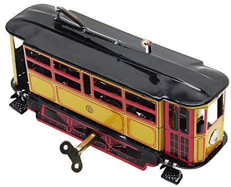 Lonfgrc Retro Wind Up Cable Bus Clockwork Streetcar Toy Vintage Collection Yellow &