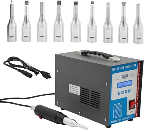 AiODiO Handgeführtes Ultraschall-Punktschweißgerät, Ultraschall-Kunststoffschweißmaschine 700 W 28 kHz, mit LCD-Display und 10 Schweißköpfen, für ABS, PVC, PP-Kunststoffgewebe