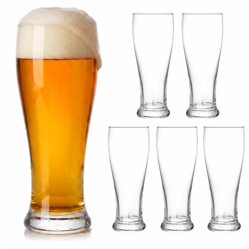 Relaxdays Vasos de cerveza, set de 6, 460 ml, aptos para lavavajillas | altos, para cerveza de trigo y Pils, transparentes