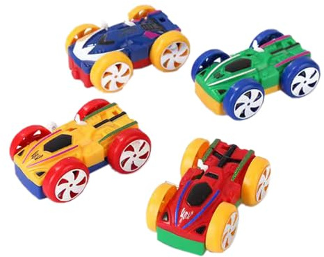 Jouet à remonter de voiture réversible avec mécanisme de pliage automatique pour l'intérieur et l'extérieur - Utilisation manuelle - Construction en plastique durable sans pile (bleu, 5,5 cm x 3,5 cm)