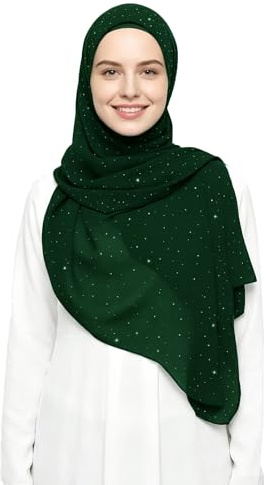 Lina & Lily Sparkle Shimmer Gold Glitter Women's Chiffon Hijab Head Scarf Lightweight