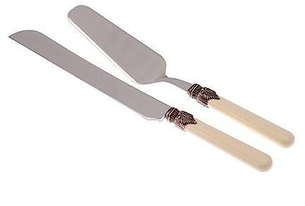 Rivadossi Sandro 1602D12 Set di Pala e Coltello per Torta, 2 Pezzi-Classic-100% Made in Italy, Artigianalità e Design, Acciaio Inox 18/10, Avorio