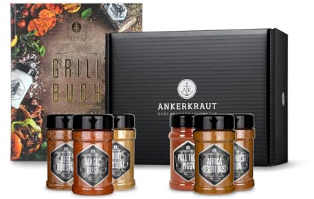 Ankerkraut Grillbuch-Set mit 6 Streuern, 1320g Gewürze plus Buch im Bundle