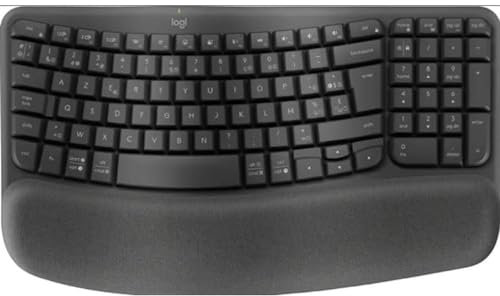 Logitech Wave Keys kabellose ergonomische Tastatur - Grafit, Belgisches AZERTY-Layout