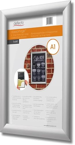 Deflecto Snap Frame, cadre à clipser pour DIN A1, dimensions 62,4 x 87,1 x 1,2 cm, cadre d'affichage pour posters, cartes et publicité, en format vertical ou horizontal