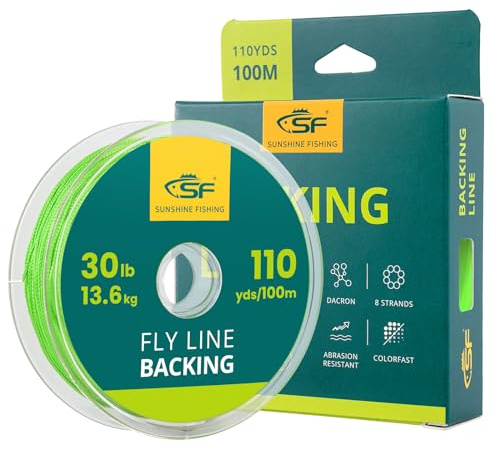 SF - Backing intrecciato per pesca a mosca, pesca di trote, 13,6 kg, 100 m, verde