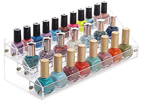 Nail Polish Stand Cosmetic Organiser 3 Tier Nail Polish Display Shelf Acrylic Nail Polish Storage Large Nail Polish Holder Make Up Organiser Clear Storage Box Lipstick Cosmetic Holder