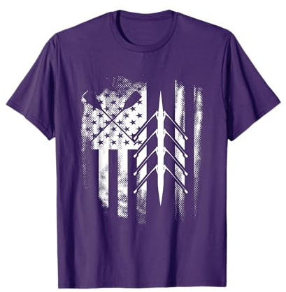 Rowing US American Flag Rowboat Water Sports Sculling Oars Women Men T-Shirt