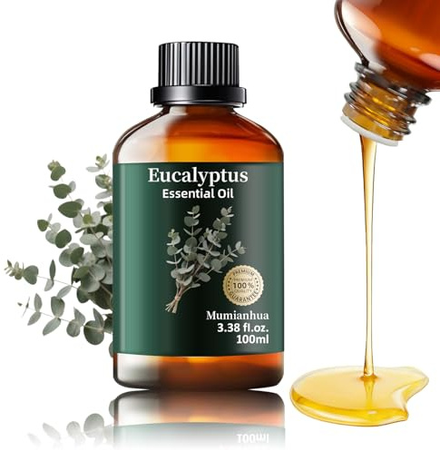 Olio di Eucalipto Puro, Mumianhua Naturale Olio Essenziale Eucalipto per Diffusore, Viso, Cura della Pelle, Aromaterapia, Capelli, Massaggio al Cuoio Capelluto e Corpo, Candele e Spray‌ 100ml