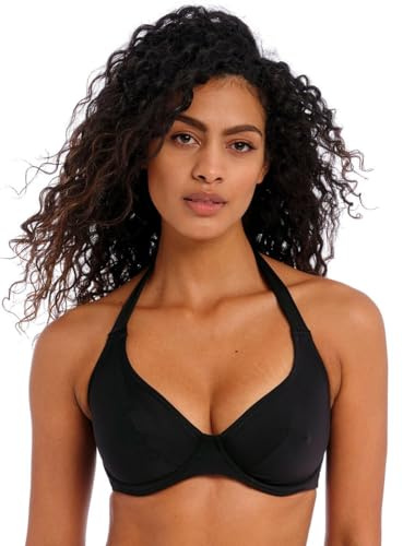 Freya Women's Jewel Cove Halter Underwire Bikini Top Plain Black