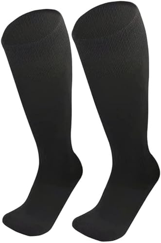 COSHAL Chaussettes de football pour enfants, rugby, hockey, sports - Chaussettes de football pour enfants - Chaussettes de football en polyéthylène - Chaussettes de course à pied pour garçons, Noir (1