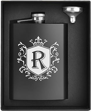 Ugiftcorner Flasks for Liquor Groomsmen Gifts Engraved Flask Initial R 8 oz