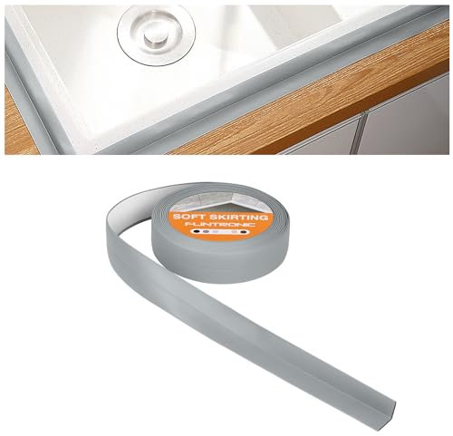 flintronic Weichsockelleiste, Weichsockelleiste Selbstklebend für Küche und Badezimmer, Selbstklebende Abschlussleiste aus PVC, flexible Knickleiste - Fugendichtungsband