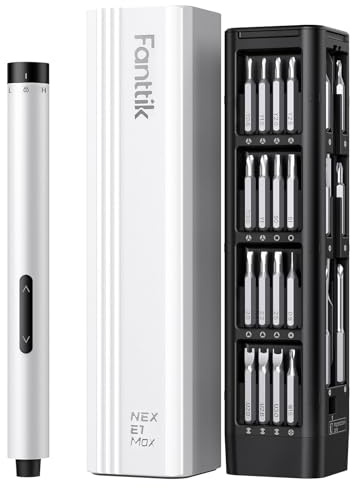 Fanttik E1 MAX Mini Elektro Schraubendreher Set, 50 in 1 Magnetische Präzisions- Kit, 2 Gänge Drehmoment, 5/32 Zoll Sechskant, Geeignet Reparatur für iPhone,Laptop, Brillen, Uhren - Weiß