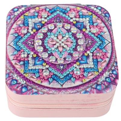DCIDBEI Pittura a Diamanti Portagioie da Viaggio per Ragazze e Donne Diamond Painting Jewelry Box Organizer Porta Gioielli Donna Ragazza Organizzatore di Gioielli per Elastici Orecchini Mandala