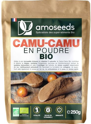 Camu-camu en poudre BIO 250G | 125% apports en Vitamine C | 100% Naturel et Pur | Immunité, Vitalité, Antioxydant | Sans OGM, sans Conservateurs | Qualité Supérieure