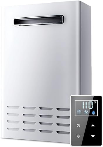 Propane Tankless Water Heater Outdoor, 5.2 GPM 130000 BTU On Demand Hot Water Heater with Remote Control, 110V Residential Instant Propane Waterheater